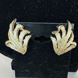 Coro Gold-Tone Leaf Clip Earrings